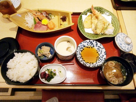 天ぷら刺身定食